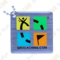  Official Geocaching logo tag. This geocoin is trackable at  www.geocaching.com . 