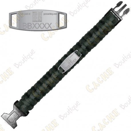 Pulsera de Paracord Trackable - Geocaching - Negro / Gris