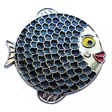 Geocoin "Rainbow Fish" - Dark on White Silver LE