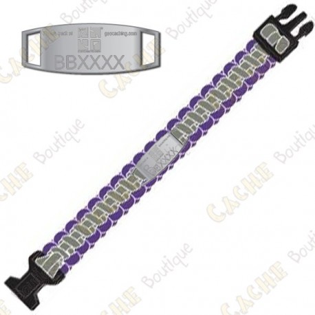 Trackable Paracord Bracelet - Geocaching - Purple / Grey