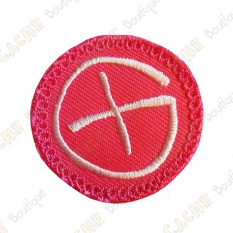 Patch geocaching rond - Rose / Blanc