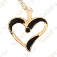 Geocoin Collar "Eternal Love" - Negro / Oro cepillado