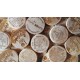 Carimbo + Wood coins personalizados x 50
