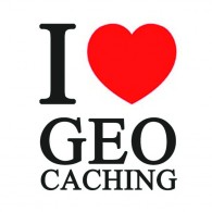 Sticker vinil "I love Geocaching" - 5 x 5 cm