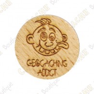 Géocoin en bois - Geocaching Addict Boy