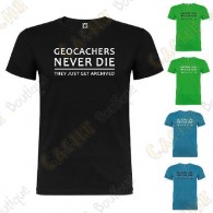 T-shirt "Geocachers never die" Homem