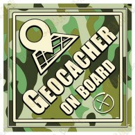 Camouflage "Geocacher on board" car cling