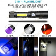 Cree flashlight 1000 lumen + UV - Rechargeable